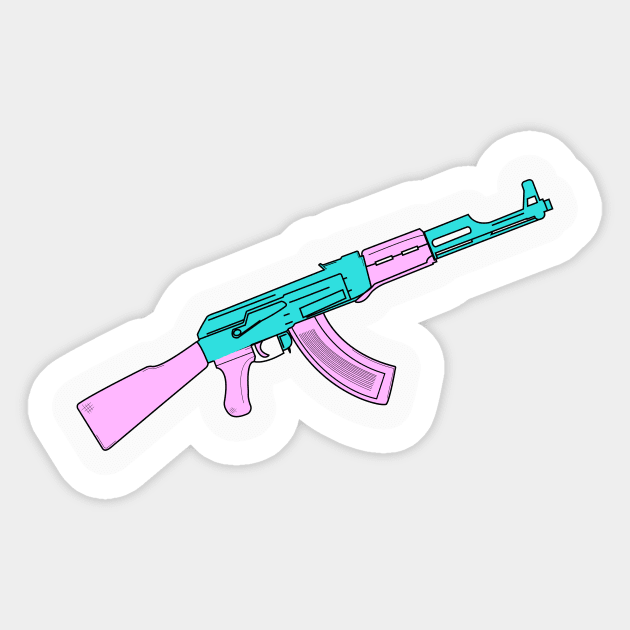 Ak-47 Vaporwave sticker Sticker by Laakiiart